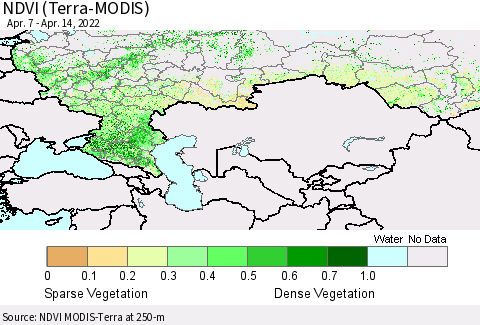 Russian Federation NDVI (Terra-MODIS) Thematic Map For 4/7/2022 - 4/14/2022