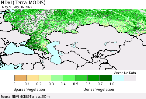 Russian Federation NDVI (Terra-MODIS) Thematic Map For 5/9/2022 - 5/16/2022
