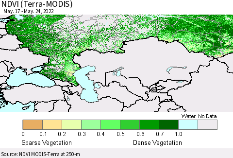 Russian Federation NDVI (Terra-MODIS) Thematic Map For 5/17/2022 - 5/24/2022