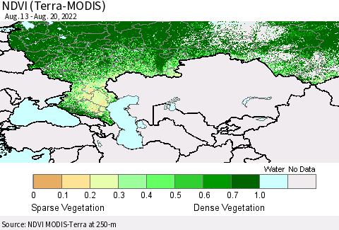 Russian Federation NDVI (Terra-MODIS) Thematic Map For 8/13/2022 - 8/20/2022