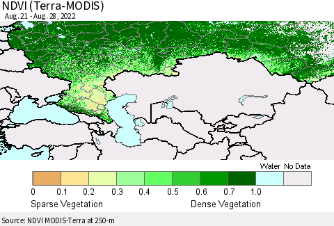 Russian Federation NDVI (Terra-MODIS) Thematic Map For 8/21/2022 - 8/28/2022