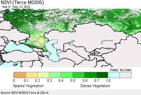 Russian Federation NDVI (Terra-MODIS) Thematic Map For 9/6/2022 - 9/13/2022