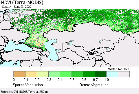 Russian Federation NDVI (Terra-MODIS) Thematic Map For 9/14/2022 - 9/21/2022