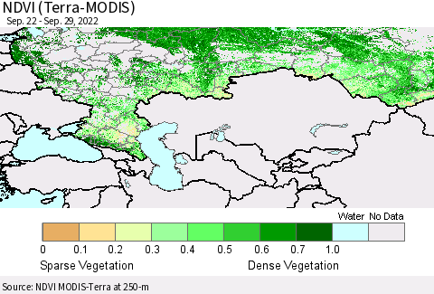 Russian Federation NDVI (Terra-MODIS) Thematic Map For 9/22/2022 - 9/29/2022