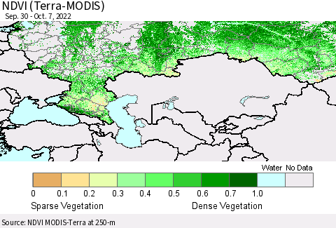 Russian Federation NDVI (Terra-MODIS) Thematic Map For 9/30/2022 - 10/7/2022