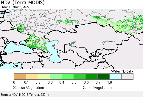 Russian Federation NDVI (Terra-MODIS) Thematic Map For 11/1/2022 - 11/8/2022