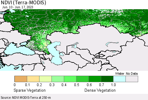 Russian Federation NDVI (Terra-MODIS) Thematic Map For 6/10/2023 - 6/17/2023