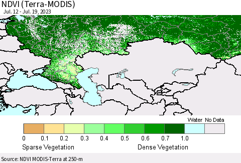 Russian Federation NDVI (Terra-MODIS) Thematic Map For 7/12/2023 - 7/19/2023