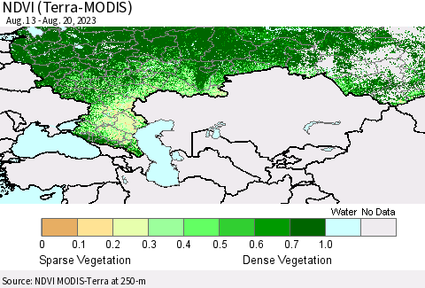 Russian Federation NDVI (Terra-MODIS) Thematic Map For 8/13/2023 - 8/20/2023