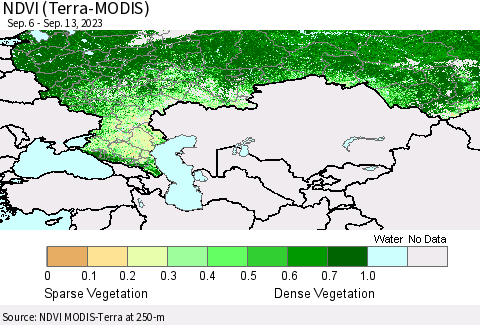 Russian Federation NDVI (Terra-MODIS) Thematic Map For 9/6/2023 - 9/13/2023