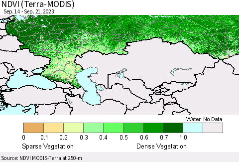 Russian Federation NDVI (Terra-MODIS) Thematic Map For 9/14/2023 - 9/21/2023