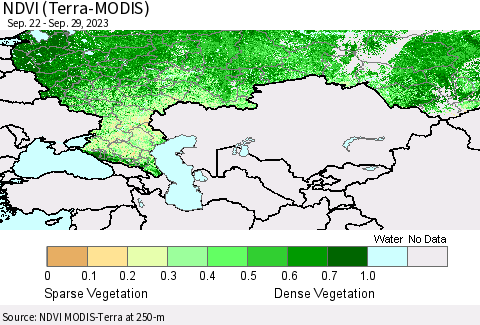 Russian Federation NDVI (Terra-MODIS) Thematic Map For 9/22/2023 - 9/29/2023