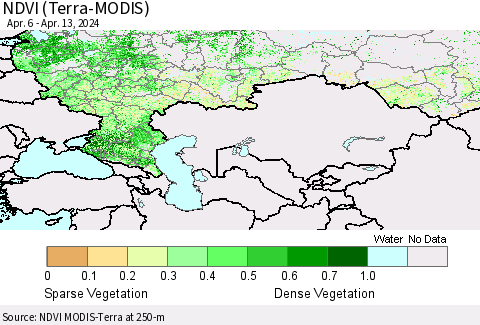 Russian Federation NDVI (Terra-MODIS) Thematic Map For 4/6/2024 - 4/13/2024