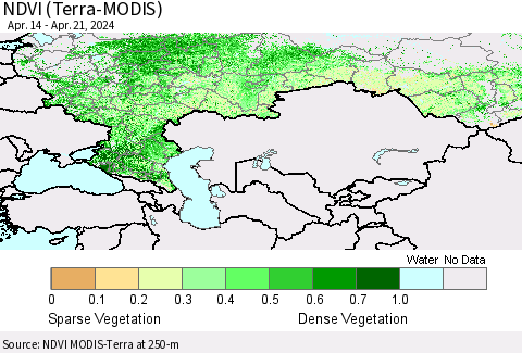 Russian Federation NDVI (Terra-MODIS) Thematic Map For 4/14/2024 - 4/21/2024