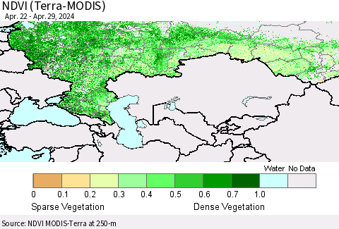 Russian Federation NDVI (Terra-MODIS) Thematic Map For 4/22/2024 - 4/29/2024