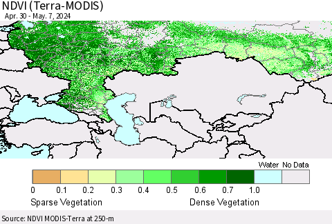 Russian Federation NDVI (Terra-MODIS) Thematic Map For 4/30/2024 - 5/7/2024