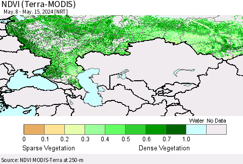 Russian Federation NDVI (Terra-MODIS) Thematic Map For 5/8/2024 - 5/15/2024