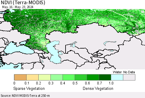 Russian Federation NDVI (Terra-MODIS) Thematic Map For 5/16/2024 - 5/23/2024