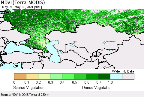 Russian Federation NDVI (Terra-MODIS) Thematic Map For 5/24/2024 - 5/31/2024