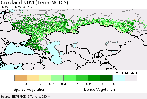 Russian Federation Cropland NDVI (Terra-MODIS) Thematic Map For 5/17/2021 - 5/24/2021