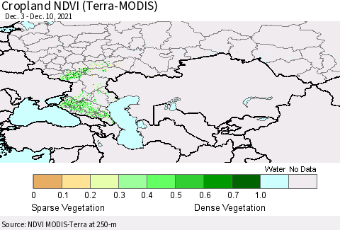 Russian Federation Cropland NDVI (Terra-MODIS) Thematic Map For 12/3/2021 - 12/10/2021