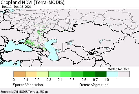 Russian Federation Cropland NDVI (Terra-MODIS) Thematic Map For 12/11/2021 - 12/18/2021