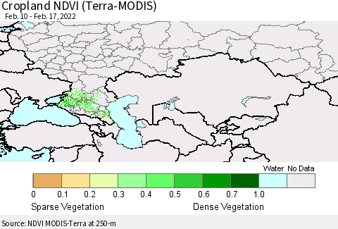 Russian Federation Cropland NDVI (Terra-MODIS) Thematic Map For 2/10/2022 - 2/17/2022