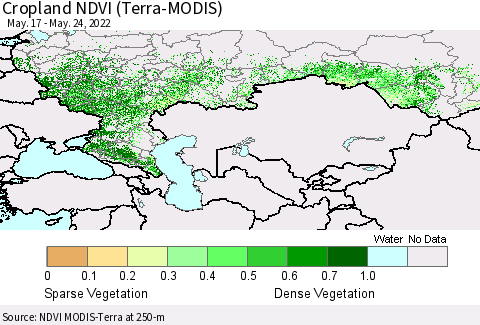 Russian Federation Cropland NDVI (Terra-MODIS) Thematic Map For 5/17/2022 - 5/24/2022
