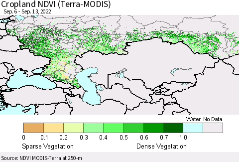 Russian Federation Cropland NDVI (Terra-MODIS) Thematic Map For 9/6/2022 - 9/13/2022