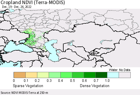 Russian Federation Cropland NDVI (Terra-MODIS) Thematic Map For 12/19/2022 - 12/26/2022