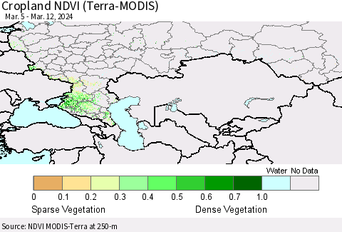 Russian Federation Cropland NDVI (Terra-MODIS) Thematic Map For 3/5/2024 - 3/12/2024