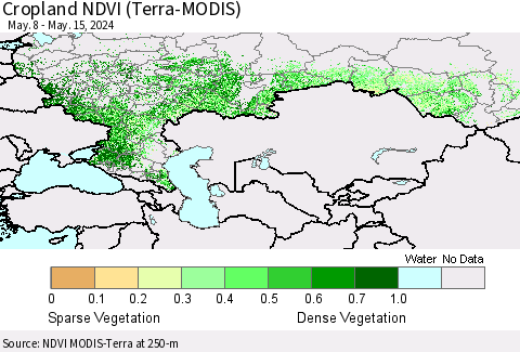Russian Federation Cropland NDVI (Terra-MODIS) Thematic Map For 5/8/2024 - 5/15/2024