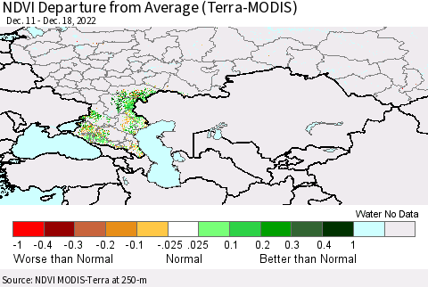 Russian Federation NDVI Departure from Average (Terra-MODIS) Thematic Map For 12/11/2022 - 12/18/2022
