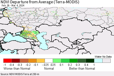 Russian Federation NDVI Departure from Average (Terra-MODIS) Thematic Map For 2/26/2024 - 3/4/2024