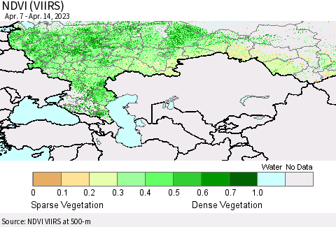 Russian Federation NDVI (VIIRS) Thematic Map For 4/7/2023 - 4/14/2023
