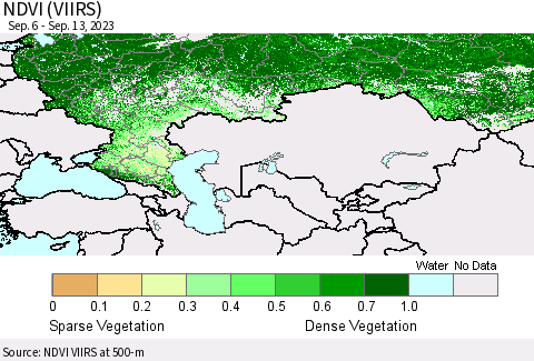 Russian Federation NDVI (VIIRS) Thematic Map For 9/6/2023 - 9/13/2023