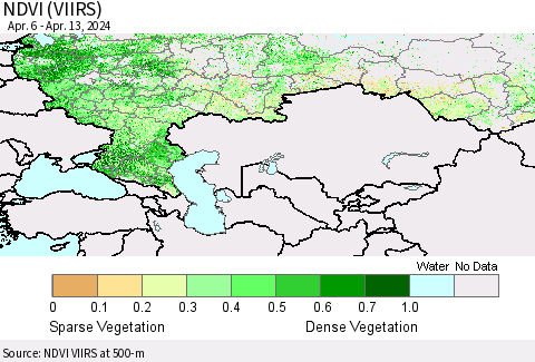Russian Federation NDVI (VIIRS) Thematic Map For 4/6/2024 - 4/13/2024