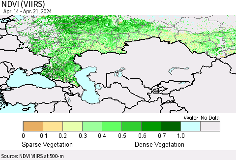 Russian Federation NDVI (VIIRS) Thematic Map For 4/14/2024 - 4/21/2024