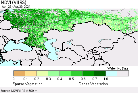 Russian Federation NDVI (VIIRS) Thematic Map For 4/22/2024 - 4/29/2024