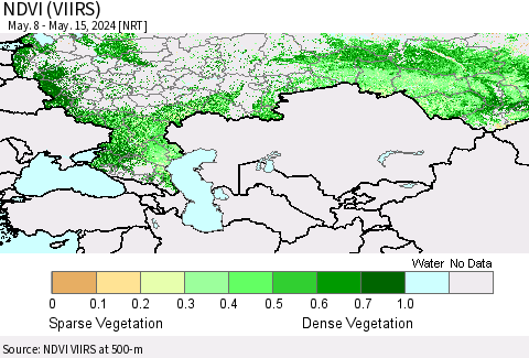 Russian Federation NDVI (VIIRS) Thematic Map For 5/8/2024 - 5/15/2024
