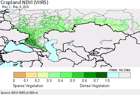 Russian Federation Cropland NDVI (VIIRS) Thematic Map For 5/1/2021 - 5/8/2021