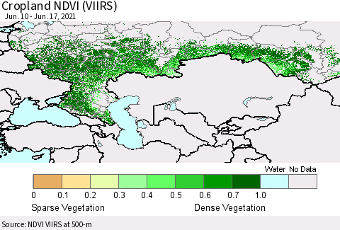 Russian Federation Cropland NDVI (VIIRS) Thematic Map For 6/10/2021 - 6/17/2021