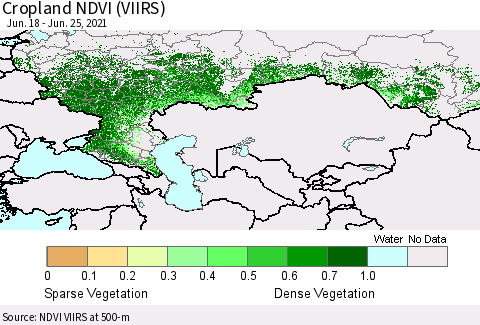 Russian Federation Cropland NDVI (VIIRS) Thematic Map For 6/18/2021 - 6/25/2021