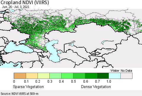 Russian Federation Cropland NDVI (VIIRS) Thematic Map For 6/26/2021 - 7/3/2021