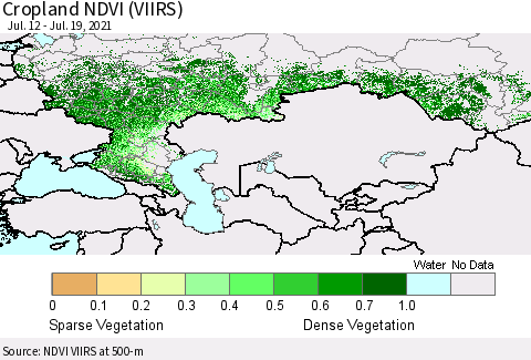 Russian Federation Cropland NDVI (VIIRS) Thematic Map For 7/12/2021 - 7/19/2021