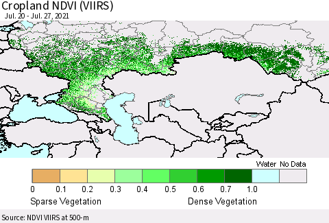 Russian Federation Cropland NDVI (VIIRS) Thematic Map For 7/20/2021 - 7/27/2021