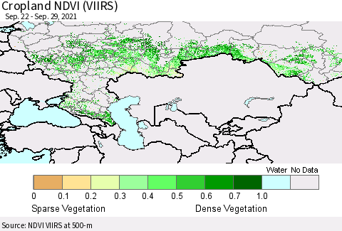 Russian Federation Cropland NDVI (VIIRS) Thematic Map For 9/22/2021 - 9/29/2021