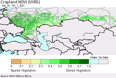 Russian Federation Cropland NDVI (VIIRS) Thematic Map For 9/30/2021 - 10/7/2021