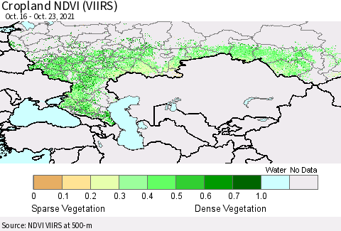 Russian Federation Cropland NDVI (VIIRS) Thematic Map For 10/16/2021 - 10/23/2021