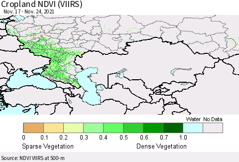 Russian Federation Cropland NDVI (VIIRS) Thematic Map For 11/17/2021 - 11/24/2021